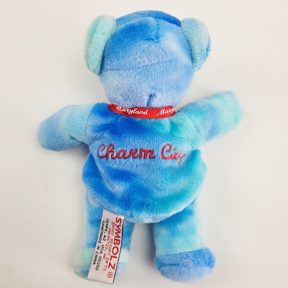 Vintage 2001 Baltimore Bean Bag Blue Tie-Dyed Bear - Picture 2 of 3